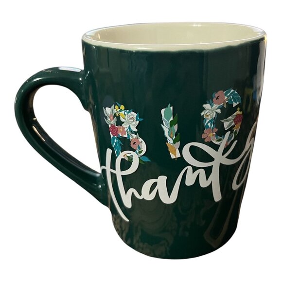 Starbucks 2020 Limited Edition “Thanks” Floral Green Ceramic Coffee Mug by Nestl - Picture 3 of 6